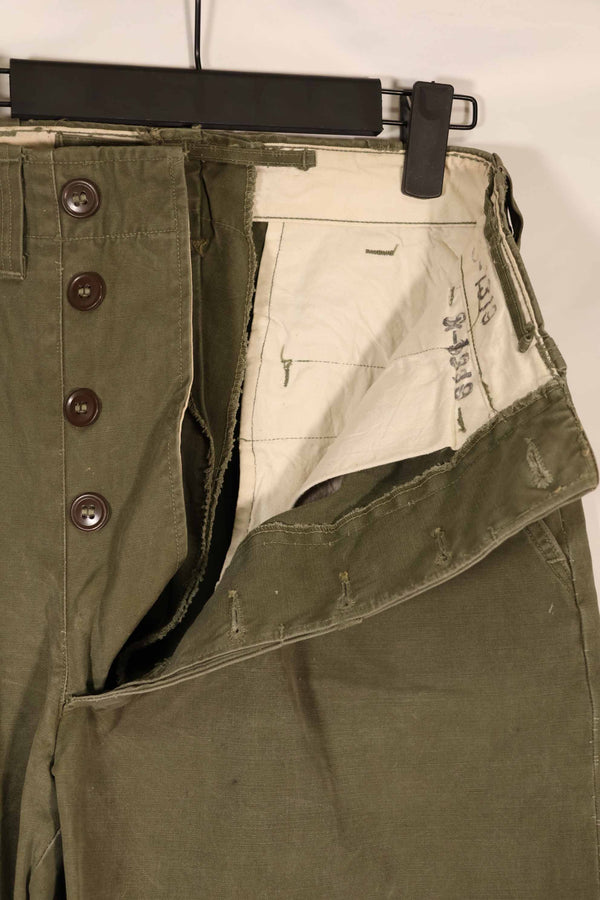 Real 1940s U.S. Army M45 cotton field pants, used.