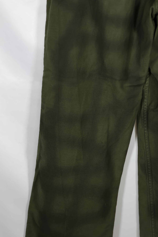 Real 1960s lot OG-107 baker pants, hand painted camouflage, used.