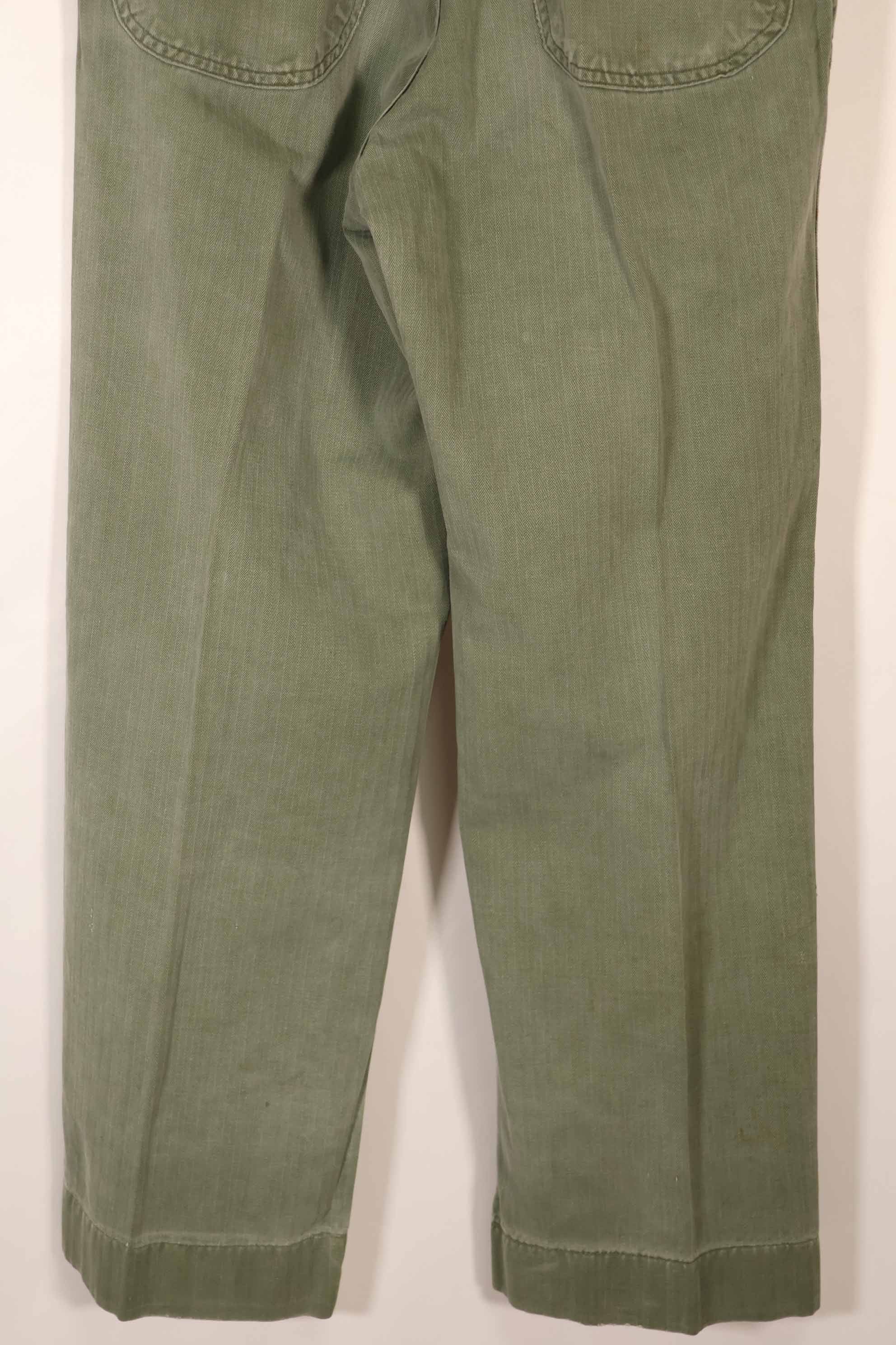 Real 1940s WWII U.S. Marine Corps HBT pants, used, B