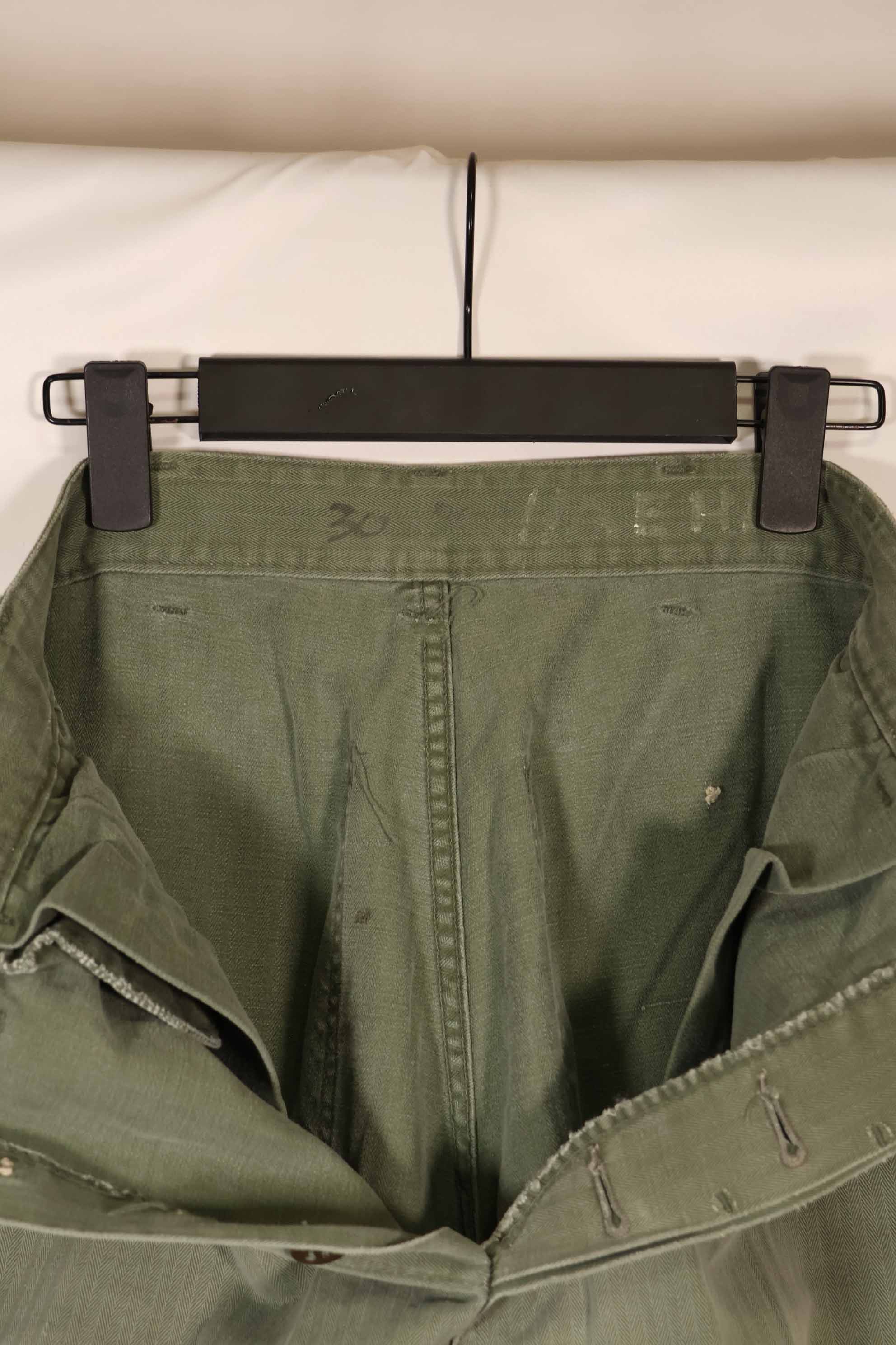 Real 1940s WWII U.S. Marine Corps HBT pants, used, B