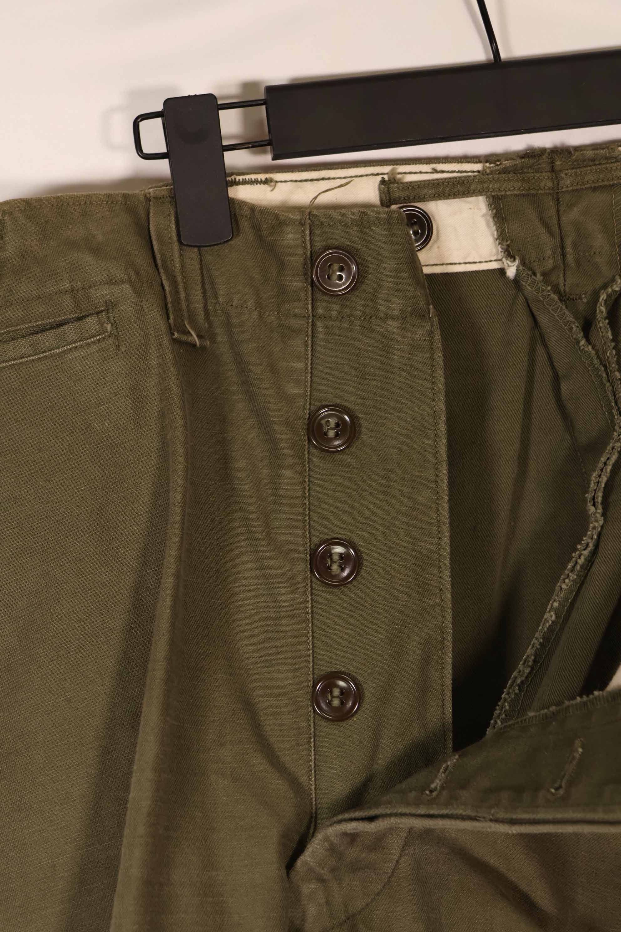 Real 1940s-50s US Army M45 cotton field pants, used.