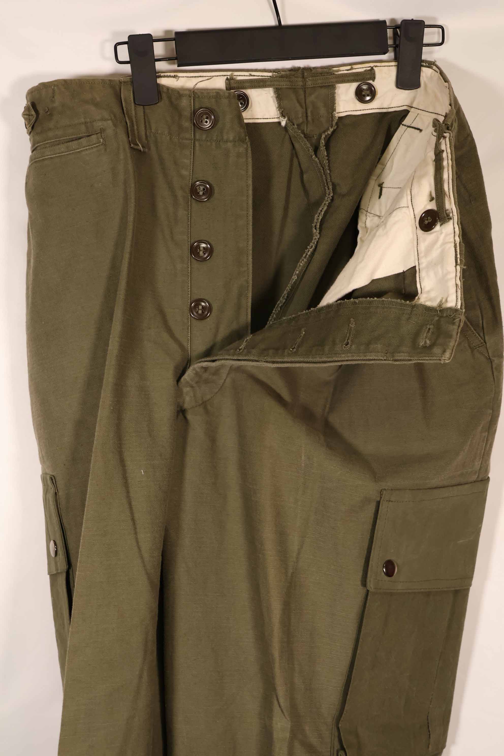 Real 1940s-50s US Army M45 cotton field pants, used.