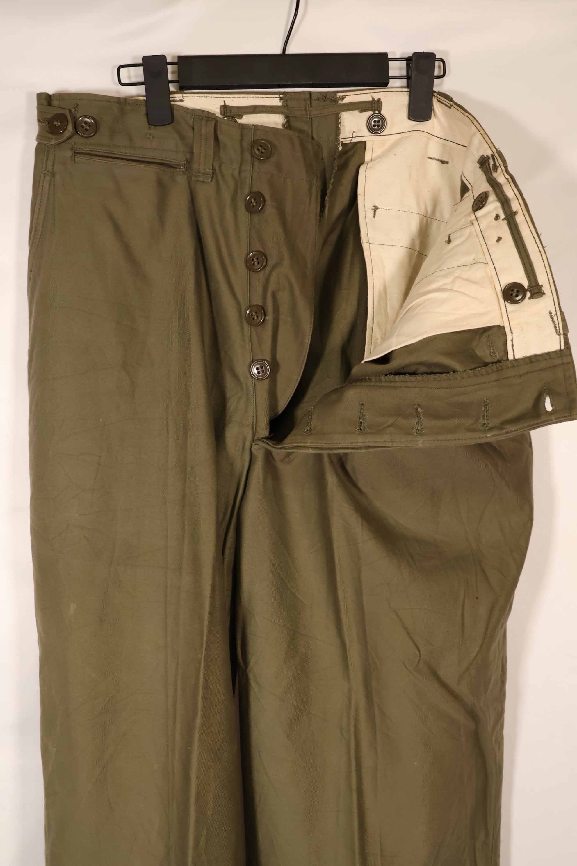 Real late 1940s - early 1950s M45 OD cotton field pants, used, good condition.