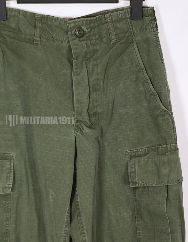 Real 1969 4th Model Jungle Fatigue pants, size X-S, used, faded.