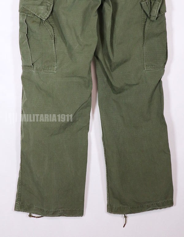 Real 1969 4th Model Jungle Fatigue pants, size X-S, used, faded.