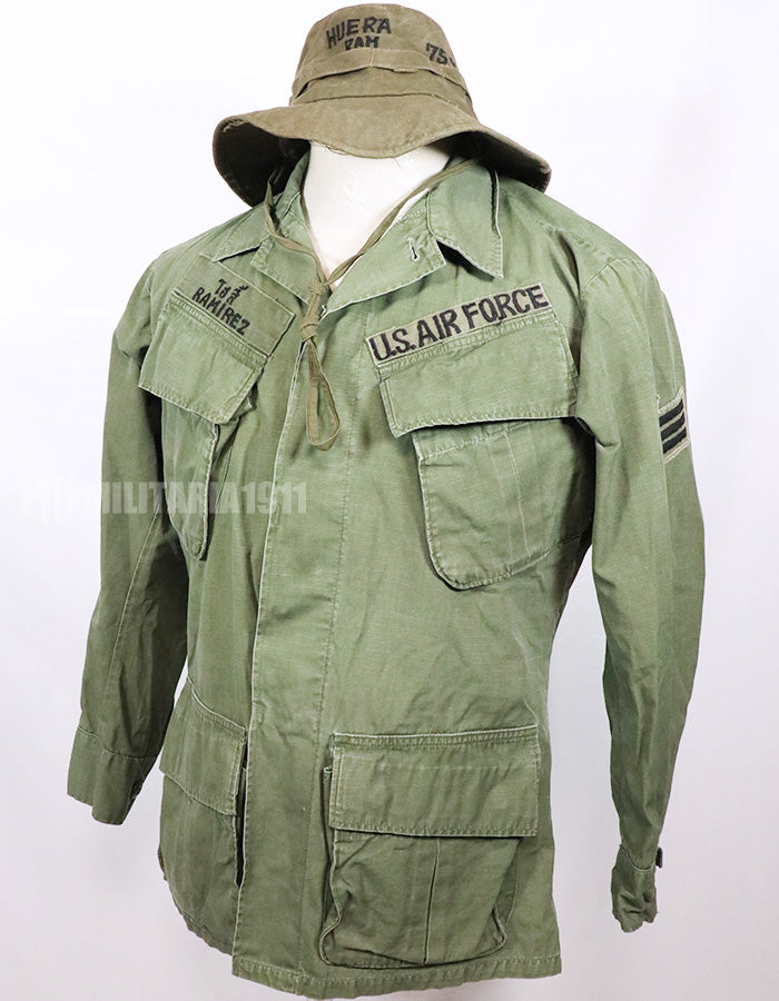 Real U.S. Air Force Thailand Stationed Souvenir Hat & 4th Model Fatigue Jacket Set