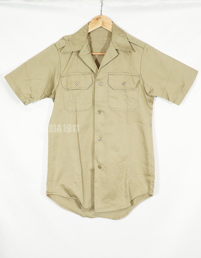 Real 1970 U.S. Army summer shirt, Khaki unused, stained.