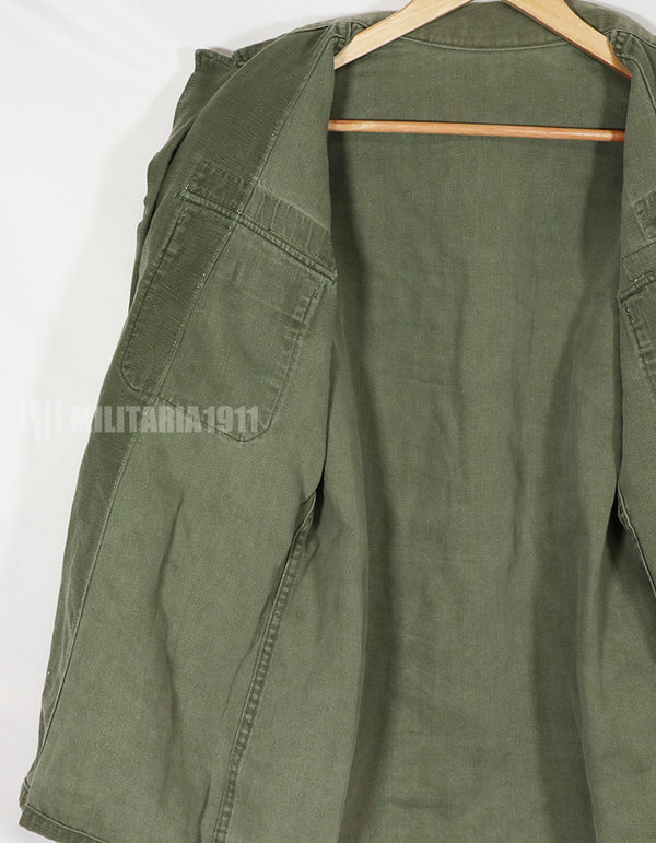 Real early OG-107 utility shirt with special forces patch, faded, used.