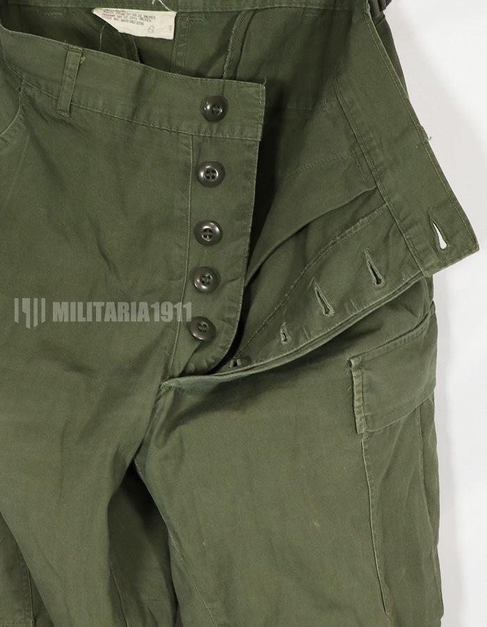 Real Poplin Jungle Fatigue pants, S-S, faded, used.