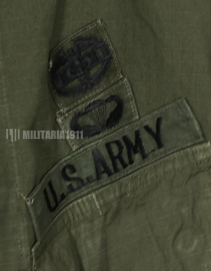 Real 1968 4th Model Jungle Fatigue Jacket with S-R patch, used.