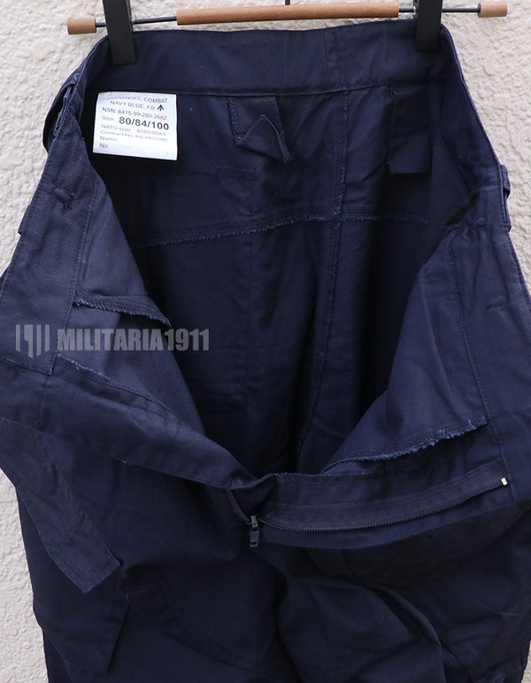 British Royal Navy Combat Trousers Navy Blue with Patches Used