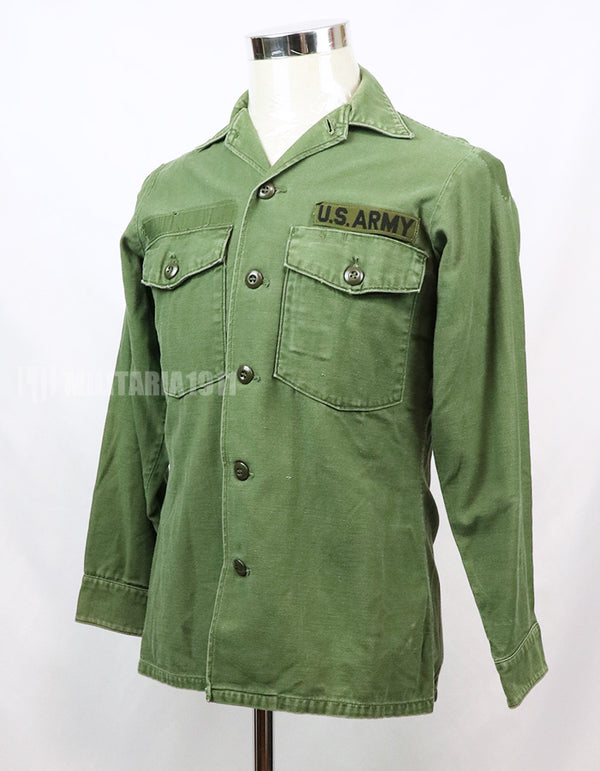 Original Utility Shirt OG-107, made in early 1970's wartime lot with US Army tape & unit patch