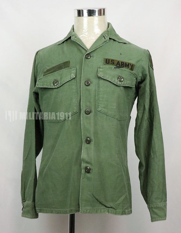 Original U.S. Army 1st Infantry Division Utility Shirt, OG-107, 1970, patch retrofitted. Released