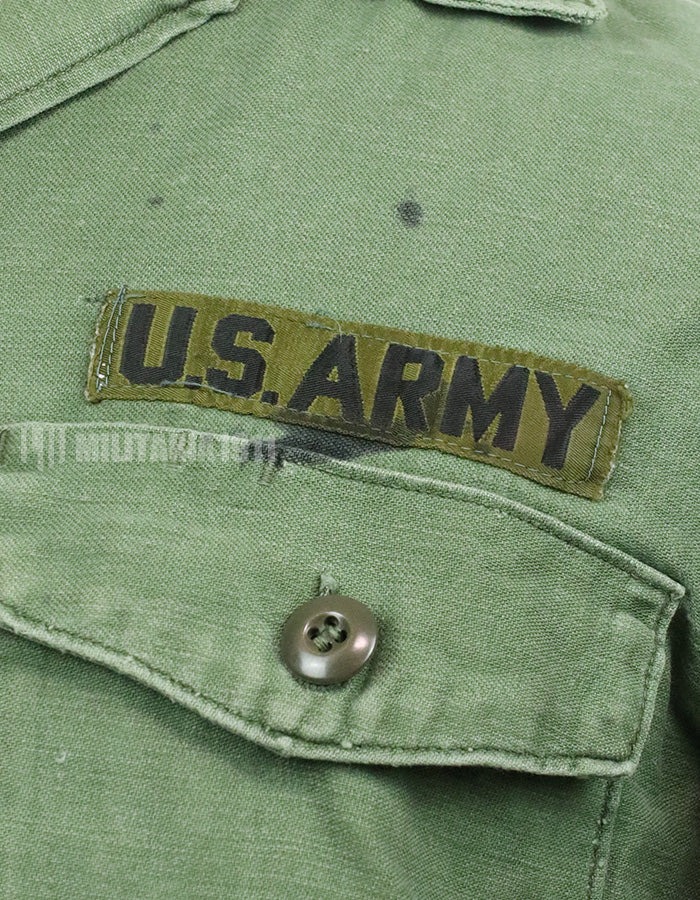 Original U.S. Army 1st Infantry Division Utility Shirt, OG-107, 1970, patch retrofitted. Released