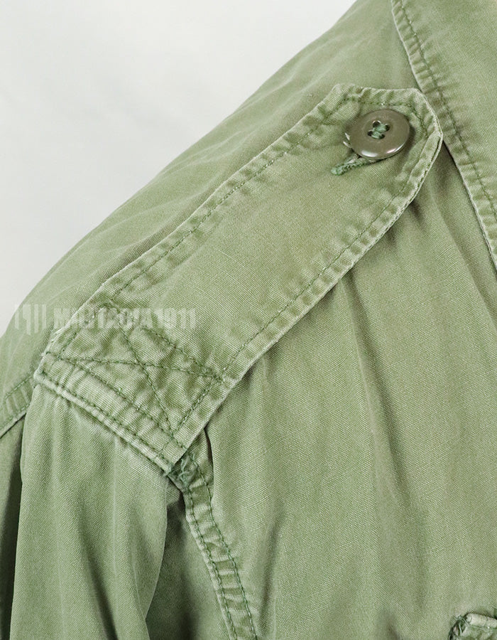 Real 2nd model jungle fatigues jacket, worn, scratched, faded.