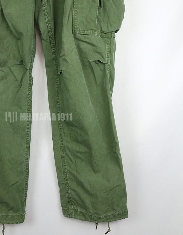 Original 2nd model jungle fatigues, non ripstop, worn, scratched, faded. Yes Used