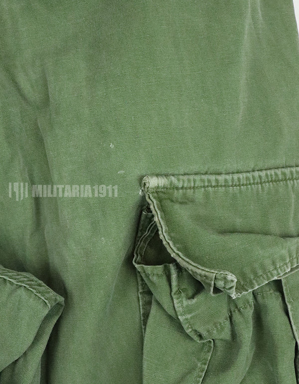 Original 2nd model jungle fatigues, non ripstop, worn, scratched, faded. Yes Used