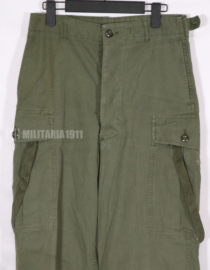 Real 1963 1st Model Jungle Fatigue Pants with leg ties, rare.