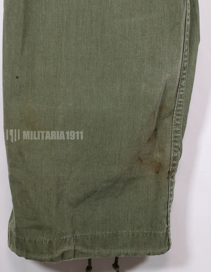 Real poplin fabric Jungle Fatigues pants, stained, used.